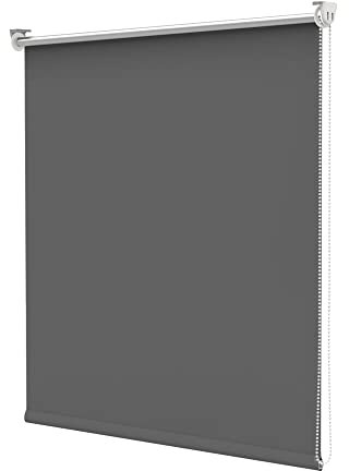Deswell Verdunkelungsrollo Klemmfix ohne Bohren & mit Bohren Dunkelgrau B110 x H140 cm(Stoffbreite 105cm) Thermorollo Sichtschutz Sonnenschutz, Klemmrollo Wandmontage Seitenzugrollo für Fenster