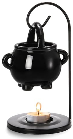SYTHAK Brûleur à Huile Essentielle en métal avec Bol en céramique, Bruleur Fondant Lampe à Bougie parfumée en métal avec Support Brûleur à Huile géométrique diffuseur d'arômes (Noir)