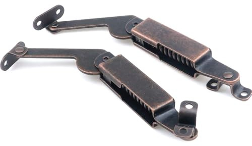 Lid Support Hinges Bronze Spring Flap Stay Hinge Left and Right Door Buffering Hinge Furniture Hardware for Wooden Chests Cabinet Sofa Box - 2.5mm Spring Wire Diameter, 1 Pair