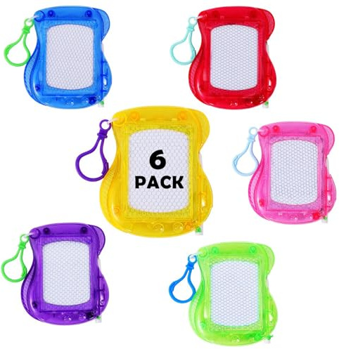 NICEIN Mini Ardoise Magnétique avec Porte-Clés, Effacable Tablette Dessin Enfant, Portable Tableau Ardoise Goodies Anniversaire Enfant, Surprise Petits Cadeaux (6-PCS)