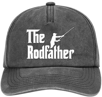 Tribal T-Shirts The Rodfather Fishing Hat for Men - Fisherman Gift (Black)