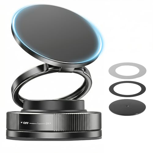 Carehabi Support Telephone Voiture Magnetique Rotatif à 360 Support Telephone Voiture Magsafe avec Aimant Telephone pour Téléphones Portables et Tablettes