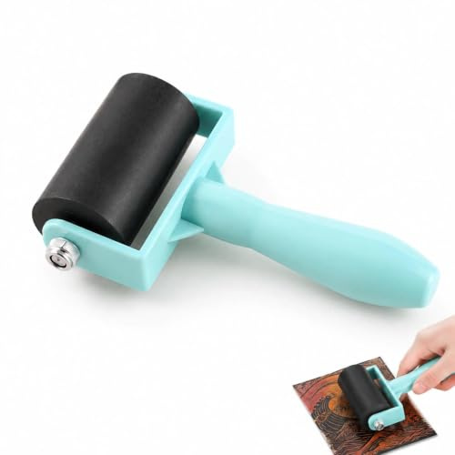 Mini Braye for Crafts, Small Rubber Brayer Roller for Ink Roller for Printmaking, Craft Paint for Stamping and Scrapbooks (Green)