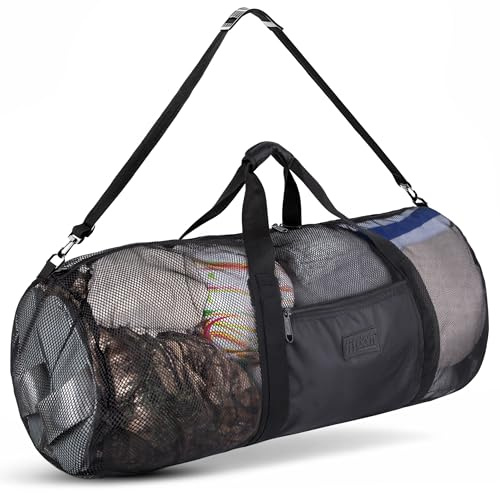 Fitdom 129L 35 Large Mesh Duffle Bag for Scuba Dive or Snorkel Equipment. Best for Water Sports & Beach Activities like Swimming, Diving & Snorkeling. Perfect for Travel, Storage, Gym Gears & Balls.