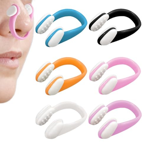 Zunishaone Tappo nasale per nuoto, 4,5 x 2 x 3,5 cm, in silicone, 6 pezzi, morsetto per tenuta nasale, blocco ingresso acqua, ideale per principianti di nuoto, lezioni di allenamento, immersioni