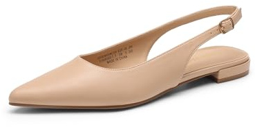 DREAM PAIRS Women's Low Heel Pointed Toe Dress Ballet Flats | Versatile style, Classic style, Elegant design, TPR outsole, Non-slip sole, Adjustable buckle, Wedding-ready