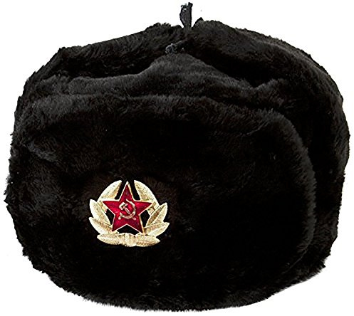 Svart Ull Ryssland Ushanka sovjetiska arméstyrkor hatt flera storlekar L, L