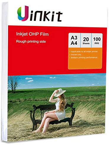 A3 Inkjet OHP Film - 20Sheets Overhead Project Film Inkjet Only with White Strip Uinkit 420x297mm