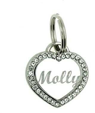 Custom Engraved Personalized Stainless Steel Small Heart Rhinestones Dog Cat Pet ID Jewelry Bling Tag
