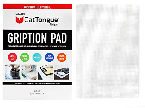 CatTongue Grips Non-Adhesive Anti-Slip Mat - Multi-Purpose Non-Slip Pad for Countertops, Desks, Tables & Workspaces - Ideal Desk Mat, Drawer Liner, Laptop Pad & More (Clear, 8” x 12”)