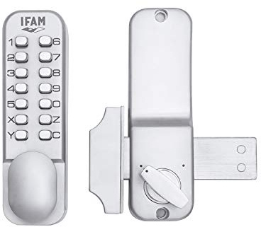 IFAM Cerradura de Sobreponer Modelo MCA200, Apertura Mecánica con Código Programable Sin Necesidad de Llave, Acabado Cromado, Ideal para Oficinas o Centros de Trabajo, Pequeños Almacenes o Armarios