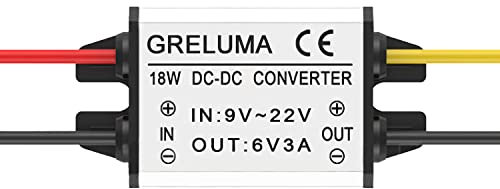 Greluma 1PC DC 12V a 6V Convertitore Step-down Regolatore 3A 18W Riduttore Adattatore di Alimentazione per Elettronica per Auto Camion Veicolo Barca Sistema Solare (Ingressi DC 9-22V,Certificato CE)