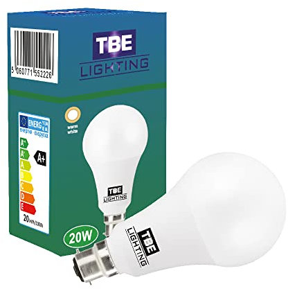TBE LIGHTING Lampadina LED A80 da 20 W, attacco a baionetta standard B22, equivalente a 150 W, lampadina LED A80 non dimmerabile, uscita 1800 lumen, aspettativa di vita 20.000 ore (3000 K bianco