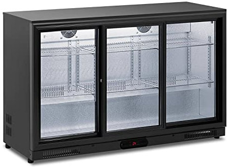 Royal Catering RC-BC009 Réfrigérateur de boissons, 318 l, en acier revêtu par pulvérisation, noir, avec porte en verre, réfrigérateur à boissons, avec porte en verre