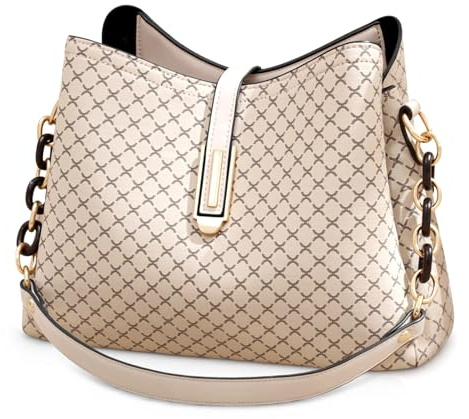 VARLIVOO Handtasche Damen Klein – Vintage PU Leder Umhängetasche mit 2 Schultergurten, Modische Tasche für Arbeit, Alltag & Reisen (Khaki Beige)