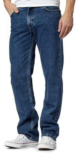 Inspire Me Mens Straight Leg Heavy Duty 100% | Regular Straight Leg |Cotton Jeans Plain Denim Wash Regular Fit Boys Dark Blue, 38W / 31L