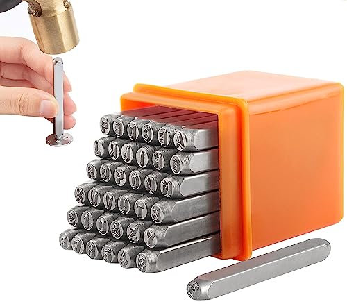 CHRI Schlagzahlen Alphabet Set 37 STK 3mm, Schlagbuchstaben Stempel Buchstaben Alphabet Prägestempel Stahlwerkzeug (A-Z, 0-9, & und ♡)