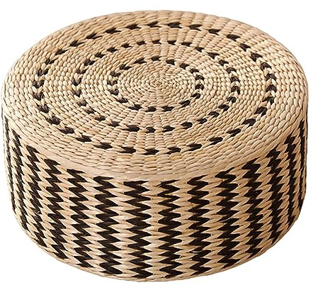perfk Cojín de meditación de Paja, cojín de Suelo de Tatami, Estera de Yoga de meditación, Almohada de Suelo de Estilo japonés, Almohada de Asiento de Yoga, Negro 40cm