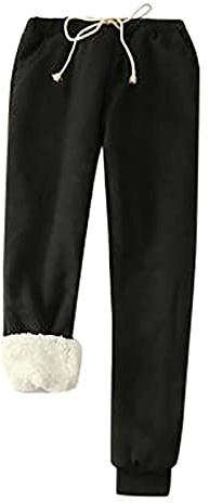 Fleece Lined Joggers Womens Plus Size Drawstring Running Leggings Thicken Fleece Sweatpants Sportswear Track Bottoms Elasticed High Waisted Trousers Plain Loungewear Pants Clearance Black 5XL