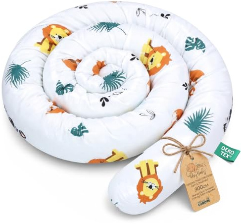 Totsy Baby Cojín Serpiente XXL Almohada de Cama Cojín de Lactancia Rollo de Cama Protector de Borde de Cama Cojín Decorativo Alrededor de Cama Serpiente XL Safari 300 cm Oeko-Tex