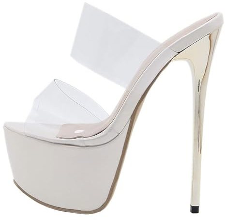 SPONYBORTY Pantoufles 6,3 pouces Talons hauts pour femmes Sandales Peep Plate-forme pour femmes Bout ouvert Escarpins à talons hauts Sexy Pole Dance Striptease cuissarde/J/39EU