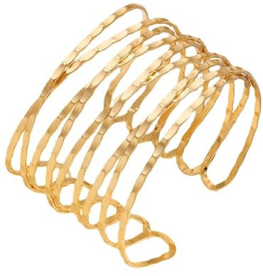 APMGONT Goldene Armbänder Damen Goldarmband Offener Armbander für Frauen Goldenes Manschettenarmband Chunky Chain Gold Armreif Cuff Bangle Armspange Coil Geschenke (Gold C)