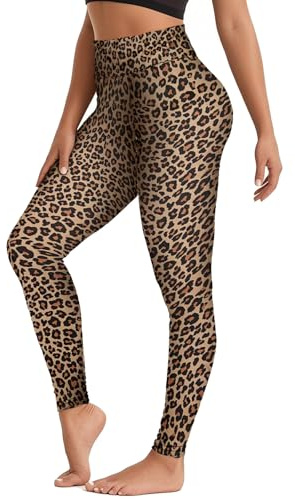 TUONYIS Femmes Imprimé Léopard Legging Legging pour Femme Pantalons pour Femmes Fitness Skinny Taille Haute Pantalon Yoga Élastique Séchage Rapide Sport Trousers, Taille Unique(Brun)
