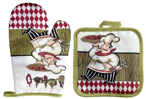Set di 2 Guanti da Forno e Presine Resistenti al Calore, Accessori da Cucina per Barbecue (Cuoco)