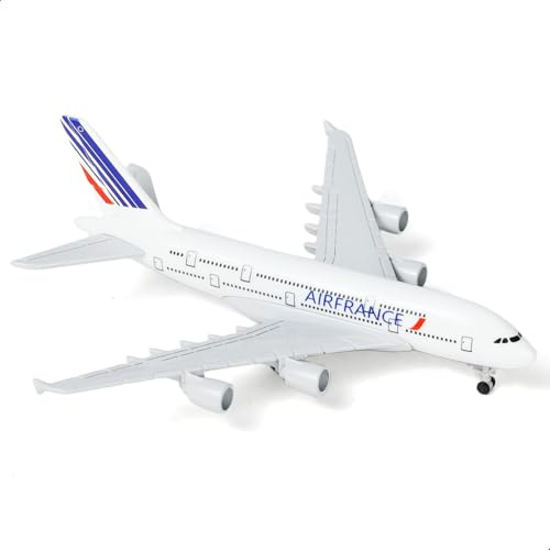 QIYUMOKE Modèle en métal 1/400 France A380 avec Roues (15,5 cm) adapté aux Amateurs d'aviation à Exposer, Peut également être Utilisé comme Cadeau ou Décoration