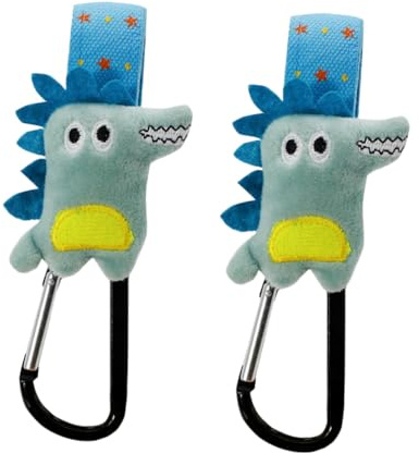 Hoement 2 Ganchos para Cochecito Diseño de Cocodrilo, Acero Inoxidable Resistente y Fácil de Usar, Soporte Adecuado para Bolsa de Pañales y Carrito de Ñiño