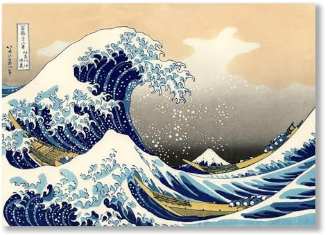 Stampa su Tela – La Grande Onda di Kanagawa – Quadro Arte Giapponese di Katsushika Hokusai per Casa e Ufficio (30, Centimetri, 40, Centimetri)