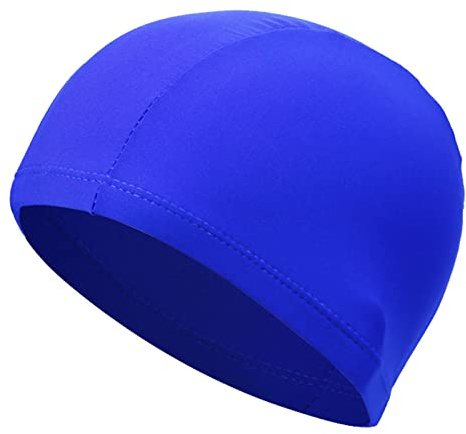 Gorro de natación, Gorro de baño de Tela Gruesa de Alta Elasticidad, gorrode baño de poliéster, Turbante para Mujeres y Hombres (Azul)