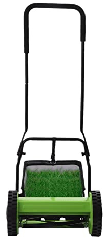 Cortacésped manual de mano con 5 cuchillas de acero manganeso, ancho de corte de 30 cm y cesta recolectora de 23 L, cortacésped cilíndrico silencioso sin electricidad para jardines pequeños de hasta