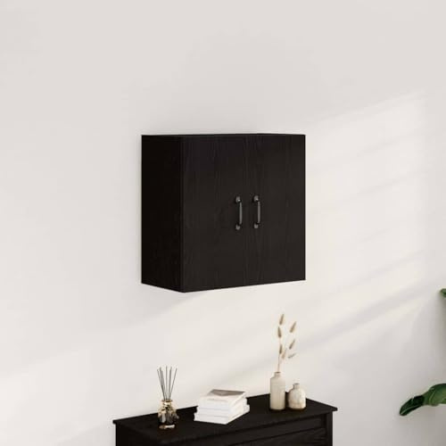 Augerlite Armoire murale en chêne noir 60 x 31 x 60 cm Armoire de rangement en bois avec portes, armoire multifonction pour la maison, le bureau, la cave, le couloir, l'espace de rangement et l'ordre