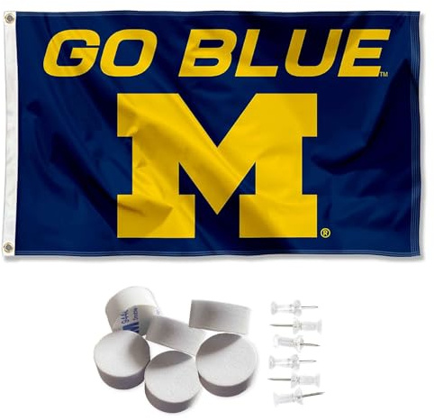 Michigan Team University Wolverines Go Blue Banner and Tapestry Wall Tack Pads