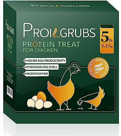 PROILGRUBS 5 LBS All Natural Dried Black Soldier Fly Larvae Treats- Non-GMO-Dried Grubs for Chickens - High Protein Meal Worms for Chickens, Hens, Birds