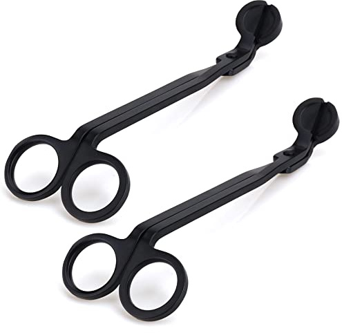 Noneea 2pcs Candle Wick Trimmer, Polished Wicker Scissors, go deep into The Candle to Cut Spent Chips, Allow The Cleaner to Burn and Prevent Smoke buildup (Black)