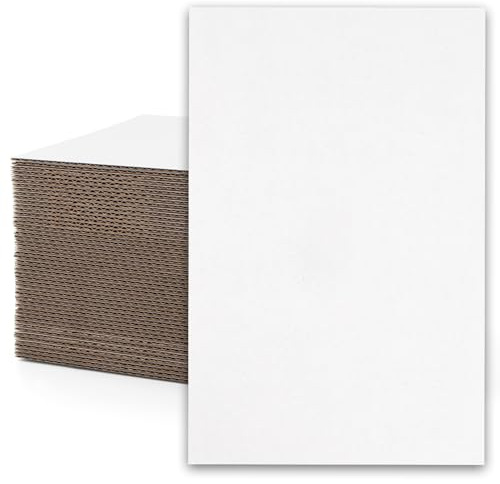 Mat Board Center, 50 Pack 11x17 Corrugated Cardboard Sheets, 1/16 inch thick, Flat Cardboard Inserts for Mailing, Packaging & Shipping, Cardboard Backing, Craft Card Board (White on one side)