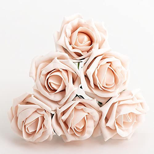 Italian Options Colourfast Artificial Foam Rose Flowers Wedding Bouquet, 5cm, Blush Pink