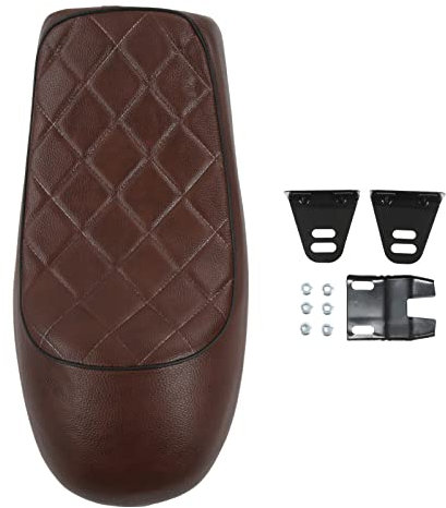 Motorrad für Sitzsattel, Motorradsitzkissen, Buckelform, Vintage-Sattel, benutzerdefinierter Cafe Racer-Sitz, Ersatz für CB125, CB175, CB200, CB350, CB360, CB400(Checkered-Braun)