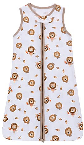 Baby Schlafsack Kinder, Schlafsack Baby Sommer Kleine Kinder Schlafanzug ohne Ärmel, Schlafsäcke 100% Baumwolle atmungsaktiv Babyschlafsack Unisex Pyjamas, Schlafsack Baby 6-18M, Weiß Löwe