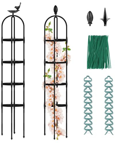 April'sWorld Enrejado de obelisco de jardín para plantas trepadoras al aire libre, un soporte versátil para plantas para vides, rosas y verduras de jardín (6 pies, 2 piezas)