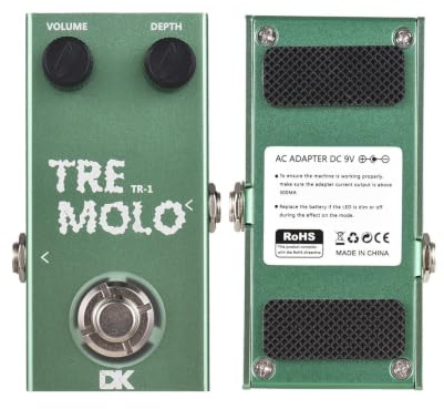 HUIOP Guitar Tremolo Pedal Electric Guitar Effects Pedal True Bypass DC-metallhölje 9 V 6,35 mm Input/Output Gränssnitt Mini Gitarr Tremolo Effector, Tremolo Effector för Mini