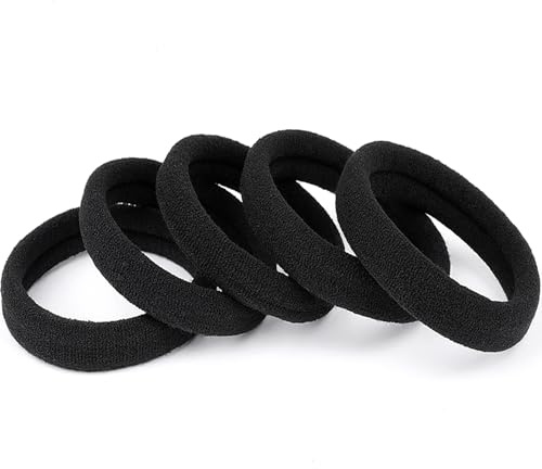 Ayogost Black Hair Ties No Damage No Pull 100PCS Extra Thick Elastics Hair Bands Large Ponytail Holders for Women Girls Thick Heavy Curly Hair