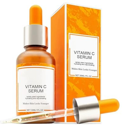Serum Vitamina C - Serum Facial con Ácido Hialurónico, Ácido Ferúlico y Vit E, Suero Hidratante, Antiarrugas y Antimanchas para la Cara, 30ml