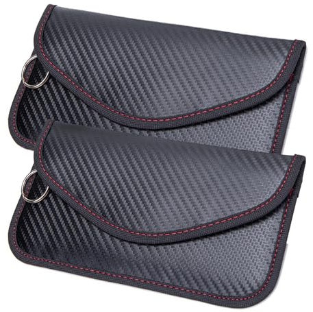 Faraday Pouch for Car Keys 2 Pack Large Car Key Signal Blocker Blocking Pouch Leather Faraday Bag Key Fob Protection Pouches for Keyless Cars