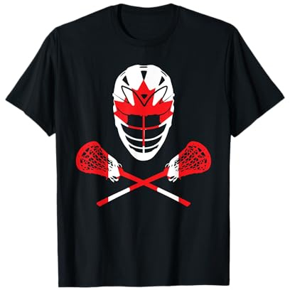 Canada Lacrosse Canadian Flag Lax Stick Helmet T-Shirt