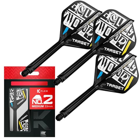 Target Darts Chris Dobey K Flex Vuelos y Sistema de Ejes, No.2 | Pack de 3 Dardos Kflex All In One,Aaccesorios de Dardos Player Edition | Vástago de Dardos K-Flex – Medio (33mm)