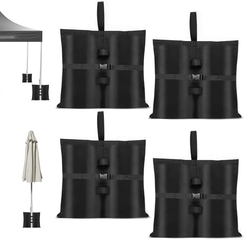 4 Piezas Pesos para Carpas, Saco de Arena para Rellenar Carpas, Gazebos de Exterior, Estructuras de Carport y Palos de Paraguas Plegables, Negro （40 * 34cm）