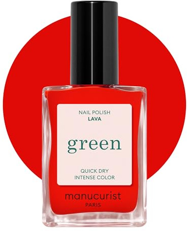 Manucurist Green Lava Nagellack Rot - Nagellack Schnelltrocknend - Red Nail Polish - Vegan 12-freier - Plant-Based